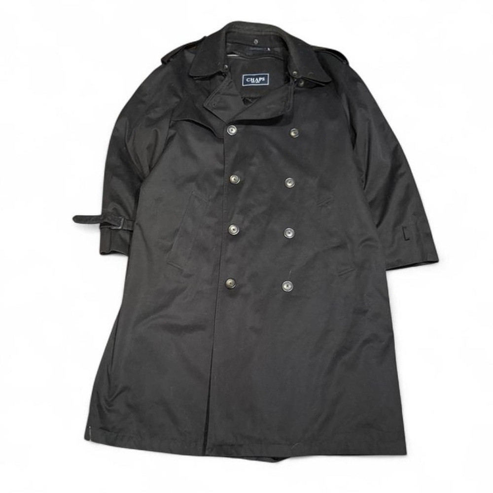 Vintage Chaps Ralph Lauren Black Double Breasted Trench Coat